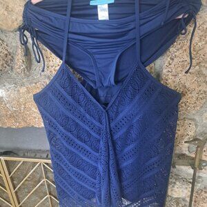 Brand New Navy Crochet Tankini Set